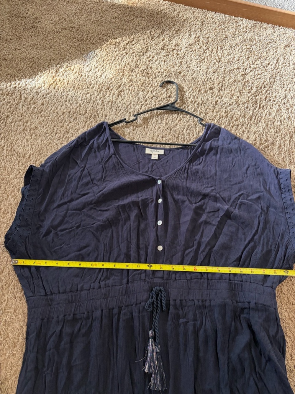 Style & Co. Womens Plus Eyelet Tie Waist Maxi Dress Navy Size 2X - Picture 7 of 8